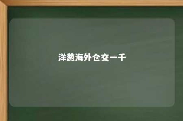 洋葱海外仓交一千 洋葱仓海外仓怎么加入