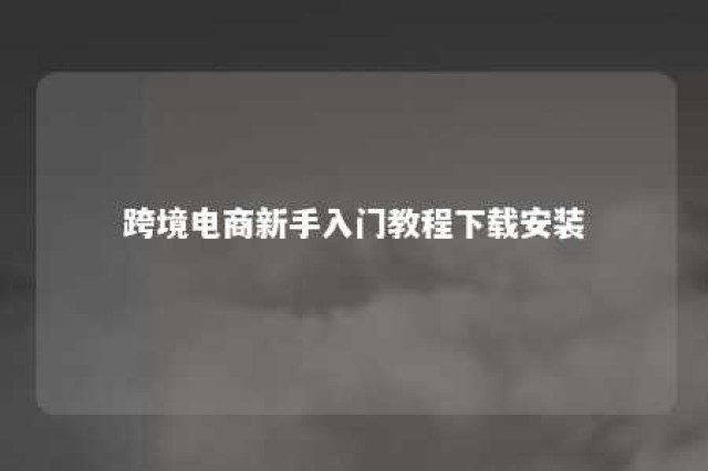 跨境电商新手入门教程下载安装