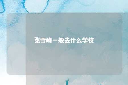 张雪峰一般去什么学校